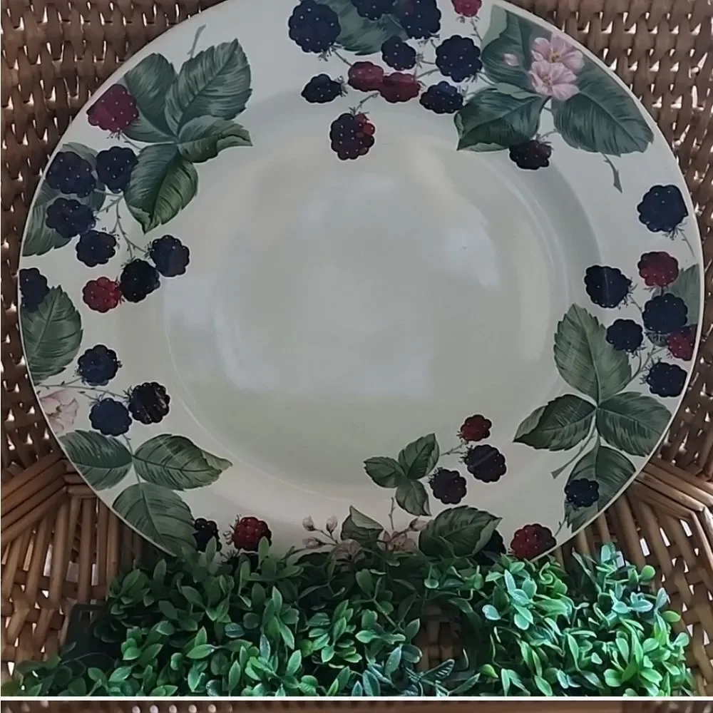 Vintage Stoneware Berries Dinner Plate Cottage Core Farhouse Chic